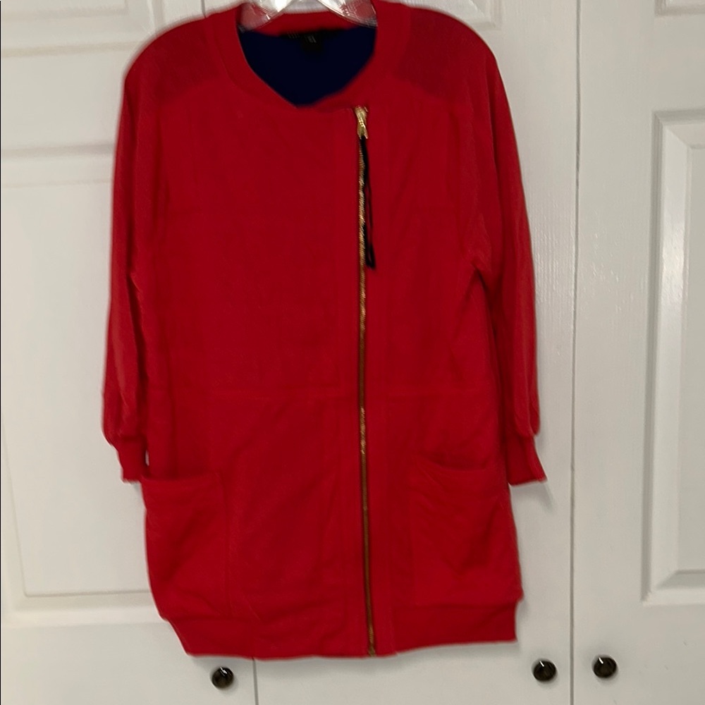 NWOT Marc by Marc Jacobs Red 3/4 Sleeve Jacket with Gold Zipper
